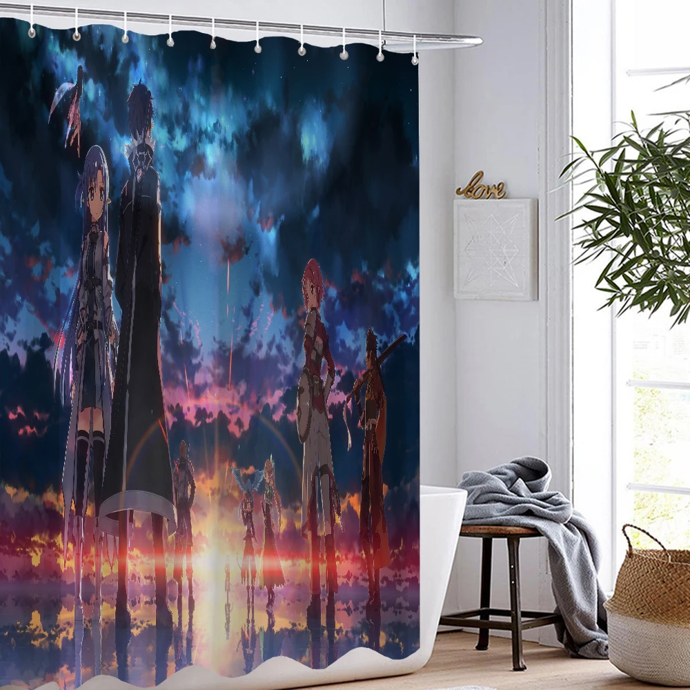 

Штора для душа из полиэстера, с мультяшным анимационным принтом