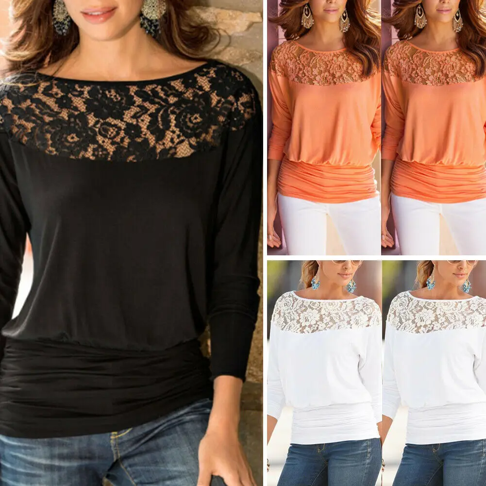 Женская кружевная Свободная рубашка с длинным рукавом женская летняя