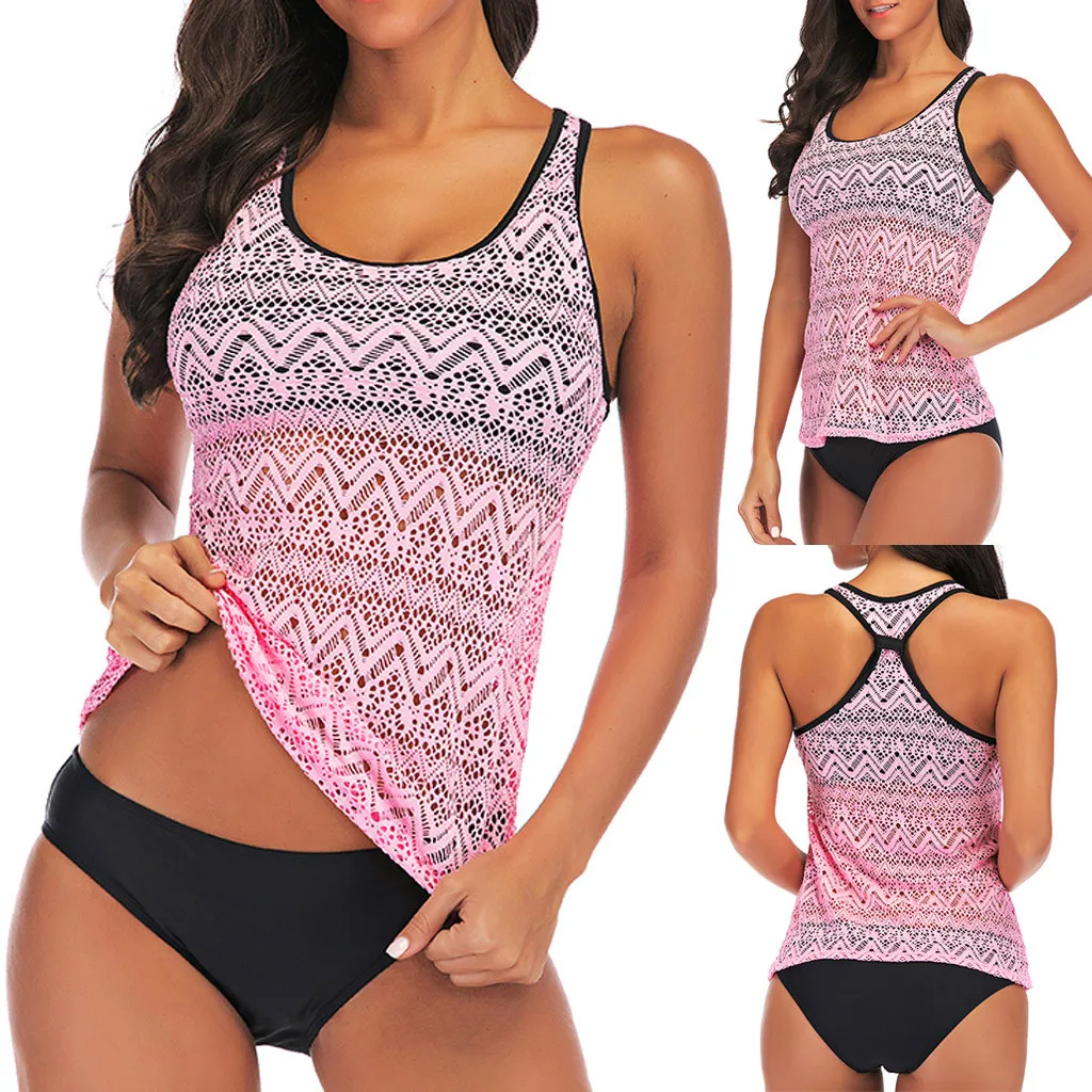 2020 женский купальник с высокой талией плюс размер танкини принтом купальный