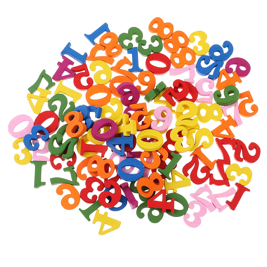 

Цветные деревянные цифры, деревянные поделки для детей, дошкольные Обучающие Детские игрушки, обучающая игрушка для детей, 100 шт.