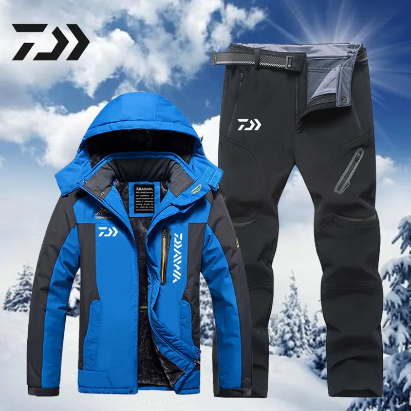 

Daiwa 2021 Men New Jacket Winter Warm Windproof Waterproof Outdoor Sports Snowboarding Fishing Fleece Coat Trousers Ski Suit