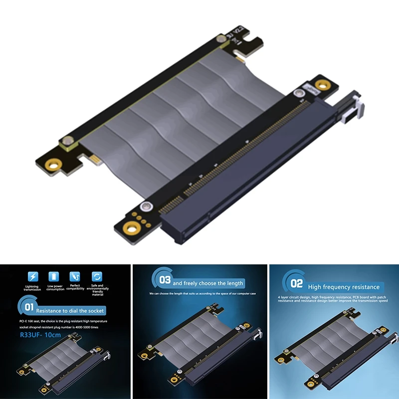

R33UF Image Card Extension Cable, High-Speed Stable Pci X16 to X16 Adapter Cable for Itx A4 Mini Chassis