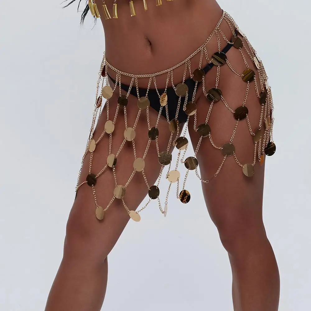 

Fashion Sequins Body Chains Belly Dance Hip Skirts Beach Woven Waist Chains Party Belts Body Accessories Jewelry for Women 2022