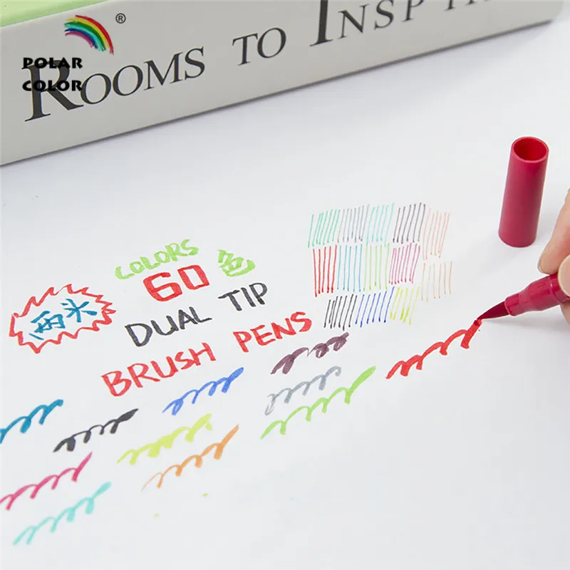 60 Цвета Двойные наконечники на водной основе кисти маркер для белой доски