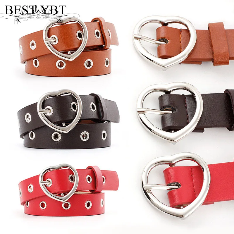 

Best YBT Women Belt Imitation Leather Heart Shap Pin Buckle Belt New Fashion Wild Love Hollow Decoration Pants Women Belt