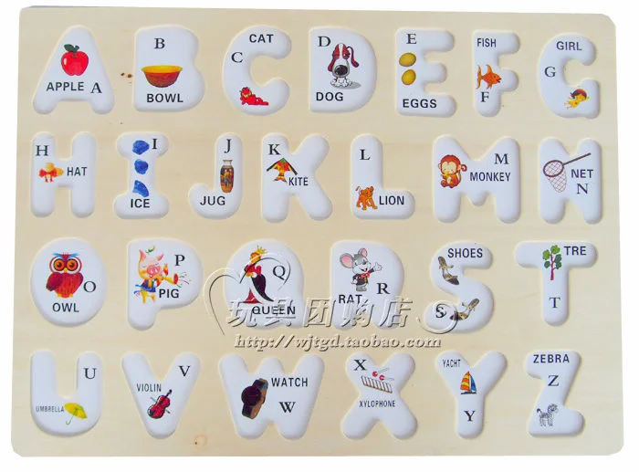 Бесплатная доставка Классические буквы раннего развития 3D пазлы деревянные