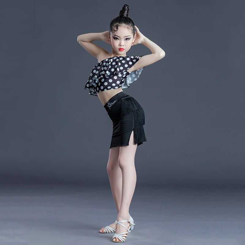 Юбка для латинских танцев с бахромой в горошек девочек BL5831 | Тематическая одежда