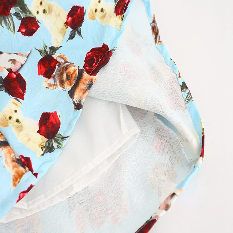 Sundae Angel Girls Dress 2021 Harf Sleeve Print Animal Dog Pattern Spring Autumn Princess Dresses Kids Clothes For 3-8 Years | Детская