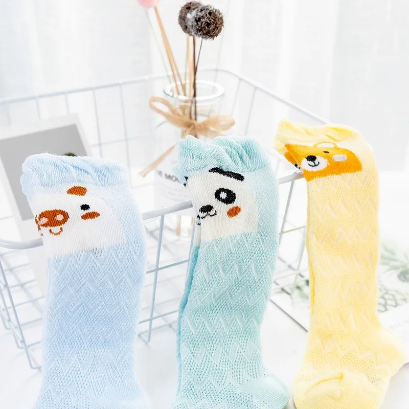 Calcetines de algod&oacute;n con dise&ntilde;o de oso para beb&eacute;, medias de malla con dise&ntilde;o de Animal para ni&ntilde;os y ni&ntilde;as, de 0 a 2 a&ntilde;os, accesorios para beb&eacute;s, 3 par/lote-3