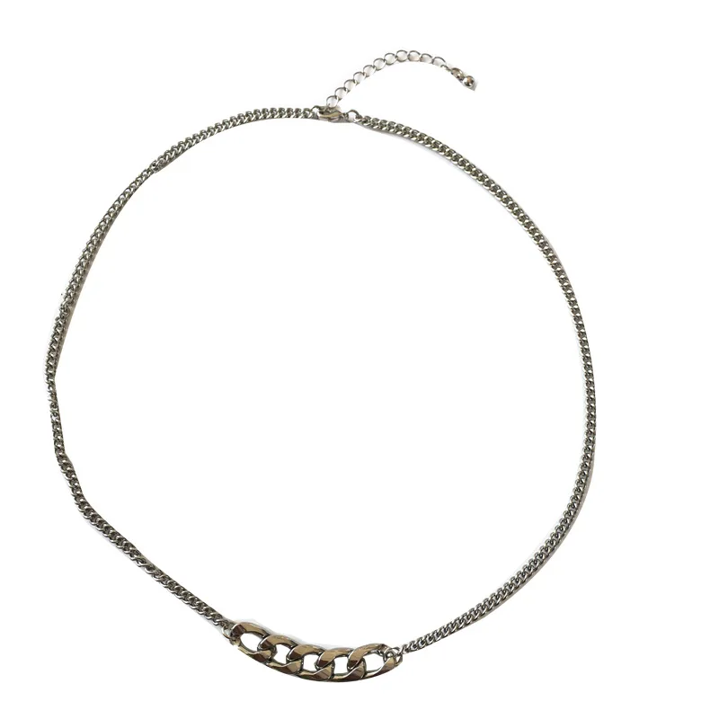 

Hiphop Jewelry Stainless Steel Chain Silver Color Thick Chain Pendant Necklace For Women/Men Punk Simple Jewelry