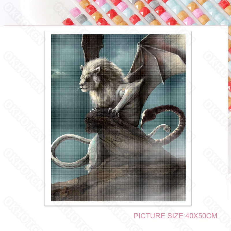 

Diy Diamond Painting with Wing of Mythical Beast Cross-Stitchs Full of Diamonds Square Embroidery Mosaic Rhinestone Decoration