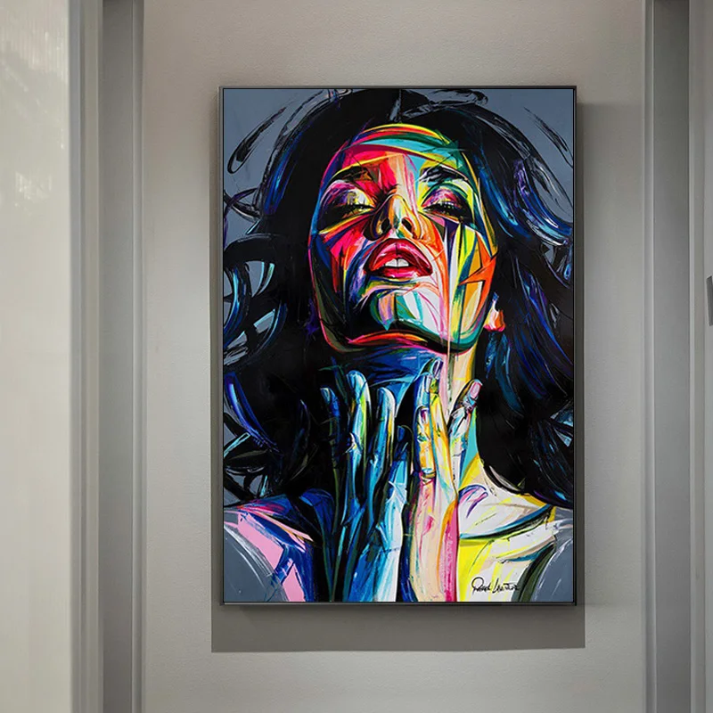 

Colorful Woman Portrait Canvas Painting Posters and Print Scandinavian Wall Abstract Picture for Living Room Home Decoracion