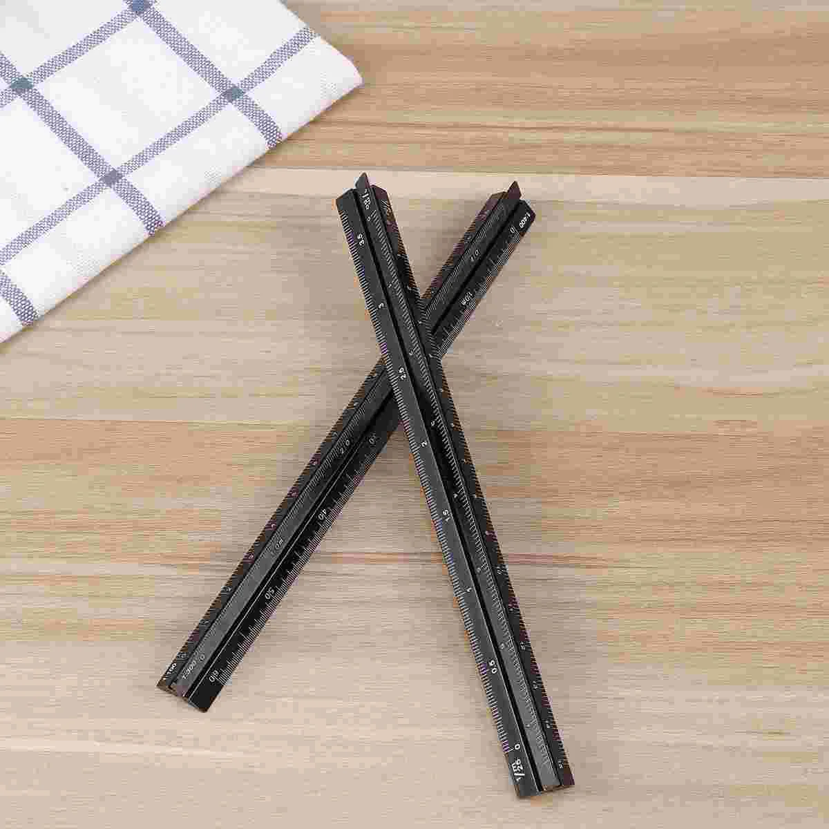 

2PCS Proportion Ruler Premium Durable Aluminum Triangular Scale Ruler Measuring Tool Drafting Ruler (Black)