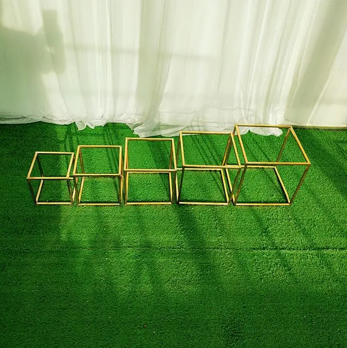 Soporte de flores de hierro, accesorios de boda, estante cuadrado Artificial, arco Gu&iacute;a T, decoraci&oacute;n de mesa, 5 unids/set por juego-1