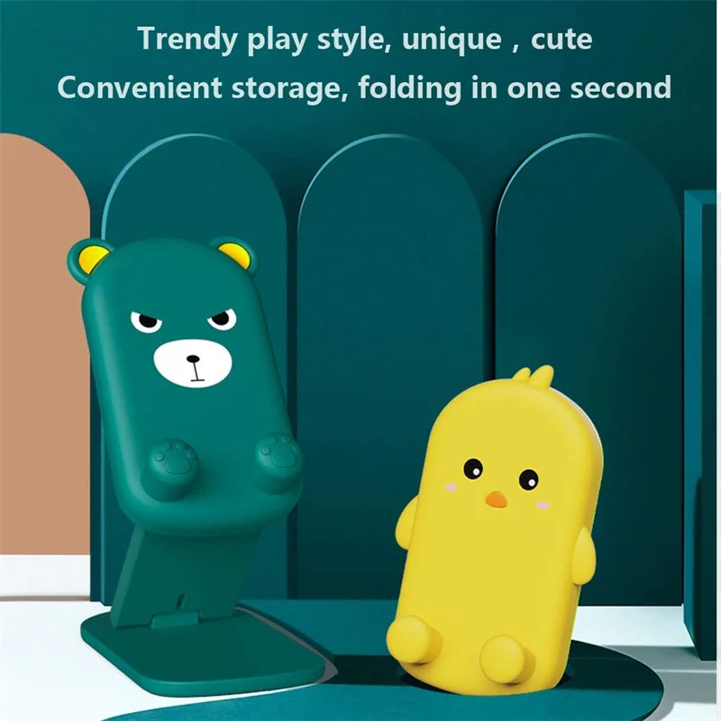 cute foldable cartoon phone holder for iphone 13 12 x ipad samsung huawei xiaomi universal desk portable lazy mobile phone stand free global shipping