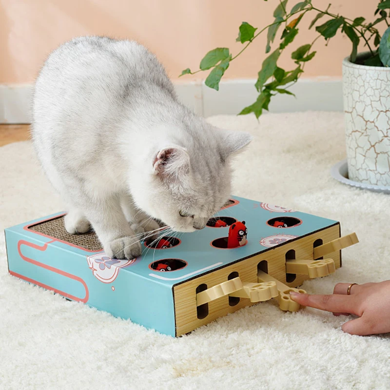 

Cat Toys Interactive Funny Cats Scratch Board Corrugated Paper Maze Hit Hamster Grind Claw Kitten Hunt Puzzle Toy Pet Supplies