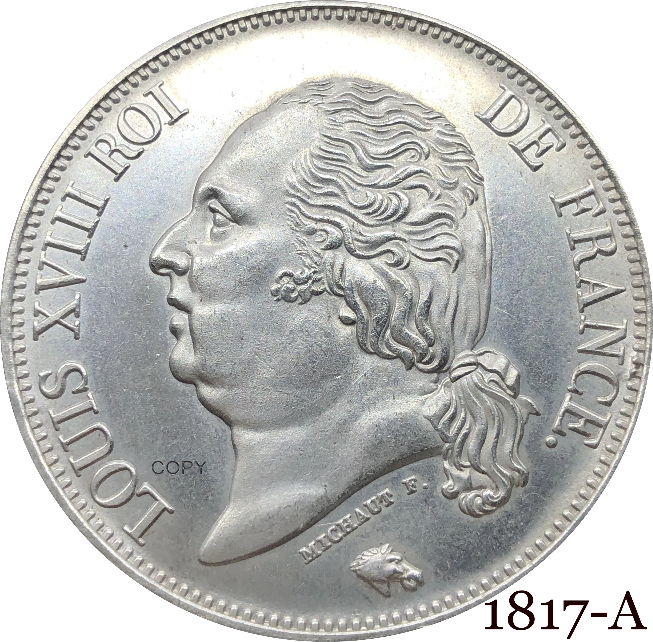 Французская монета 1817 А 5 франков-Луис 18-луис с головой, металлическая Серебряная Коллекционная сувенирная копия монет