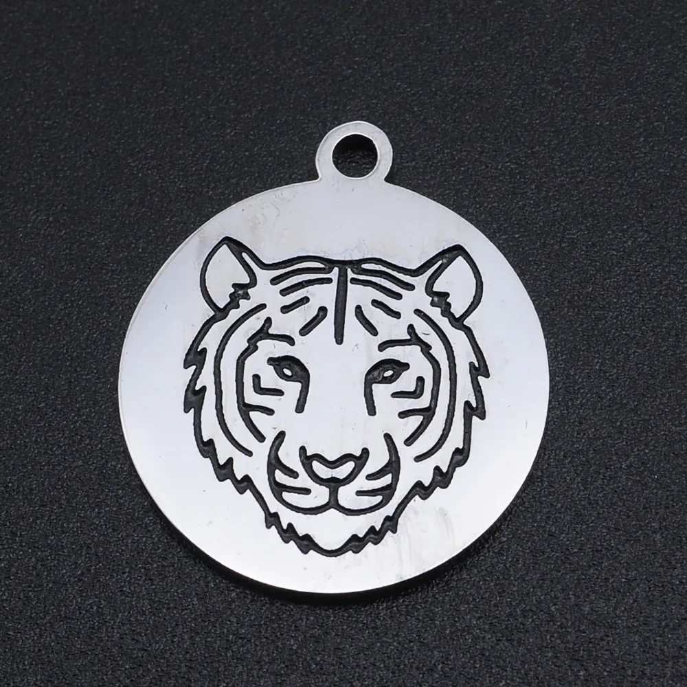 

5pcs/lot Stainless Steel Tiger Tag Pendant Bracelet Charms DIY Crafting Jewelry Making Handicraft Accessories Wholesale
