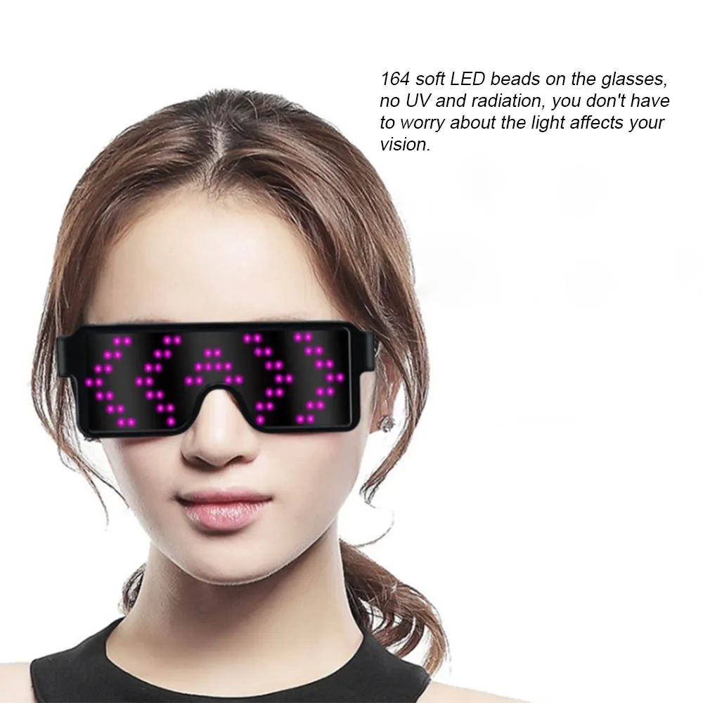 LED Party Glasses Rechargeable Toy Glasses with Multiple Animation Modes Work Drop shipping