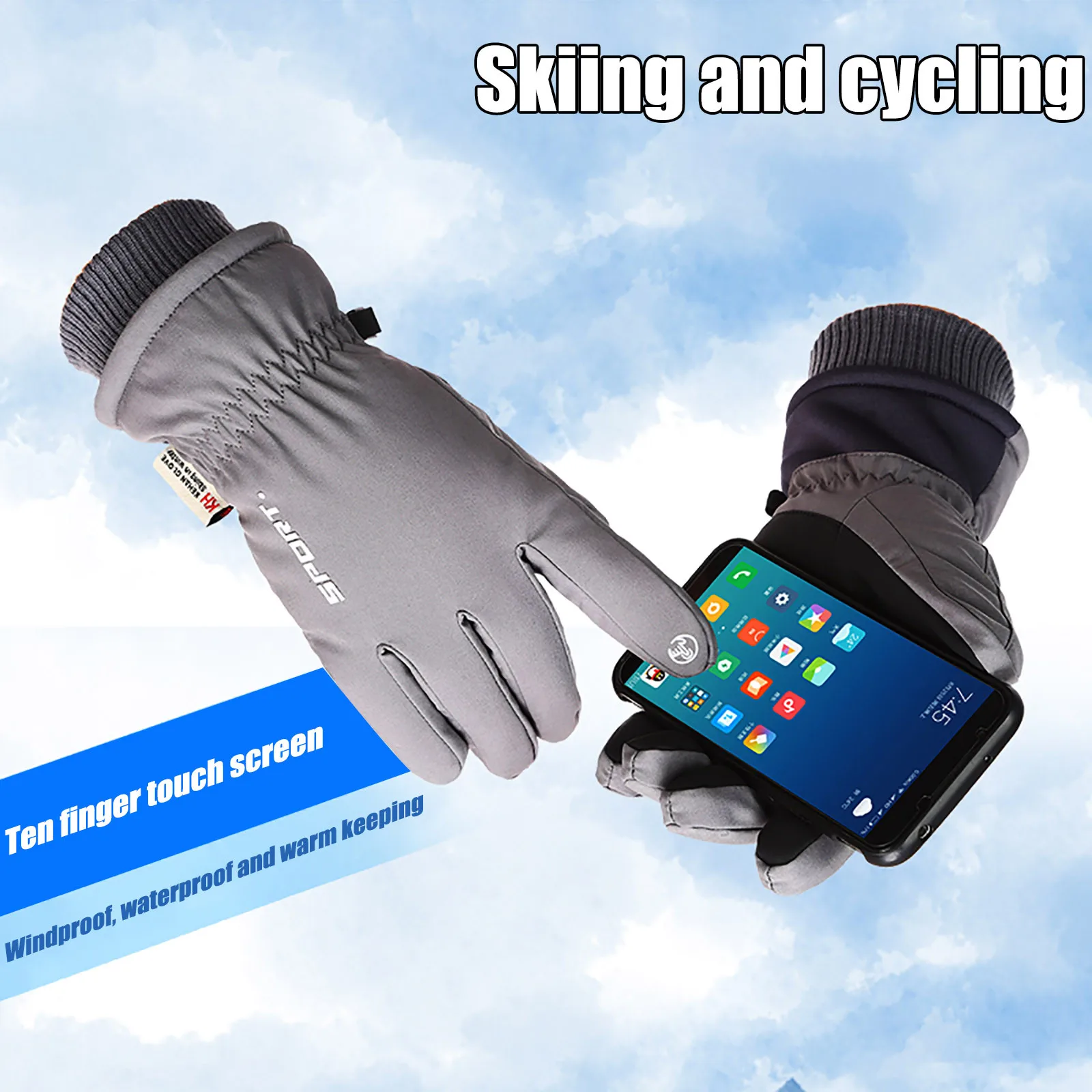 

Sagace Gloves Unisex Cold-proof Ski Gloves Men Windproof Waterproof Keep Warm Gloves Touchscreen Antislip Soft Fluff Gloves