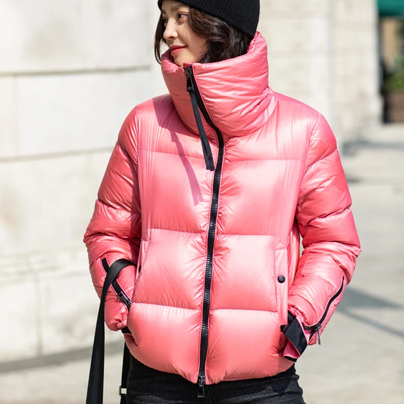 90% White Duck Down Coat Winter Jacket Women Stand Collar Solid Black Female Loose Oversized Womens Short Puffer Parka | Женская одежда