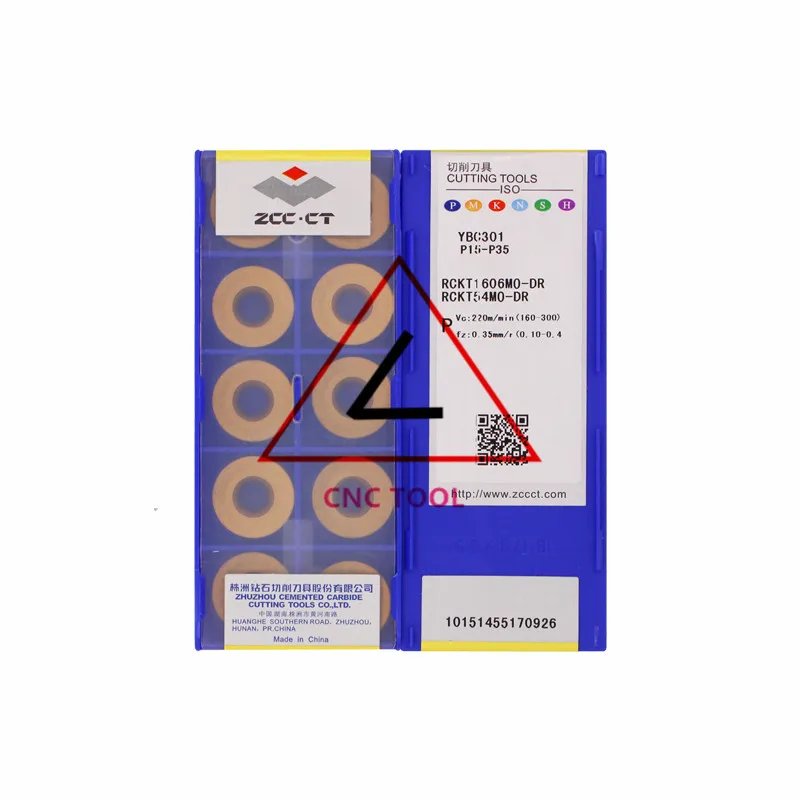 

Вставки режущие ZCCCT, RCKT1606MO-DR YBC301, 10 шт.