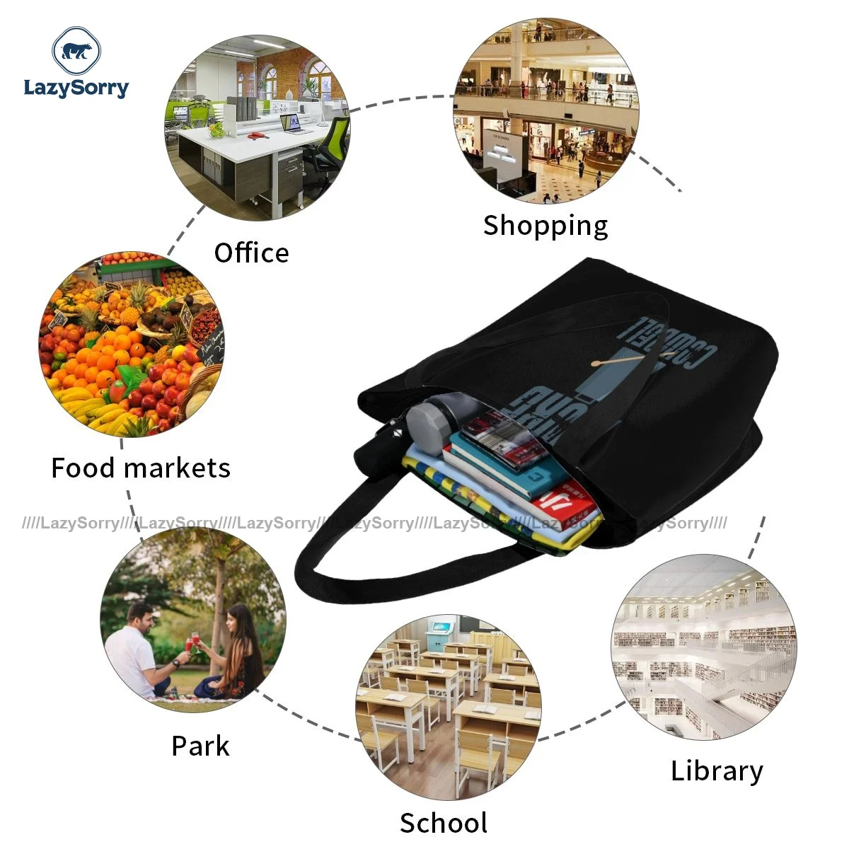 

Cowbell Shopping Bag Reusable Polyester School Handbag Student Gift Bags