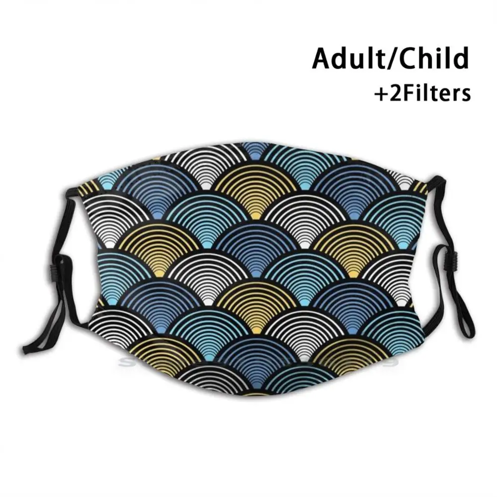 

Кулеры в стиле арт-деко, многоразовая маска для лица с фильтрами, синяя, желтая, Черная