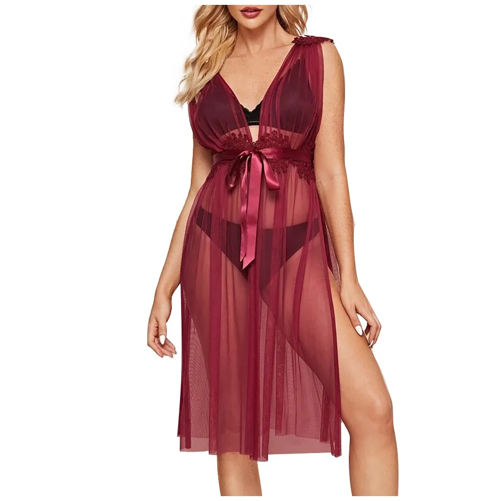 Сексуальное женское белье сексуальная блузка Халат + G-стринги порно одежда для