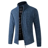 mens cardigan zipper sweater knitted warm cable crochet winter jacket men clothing