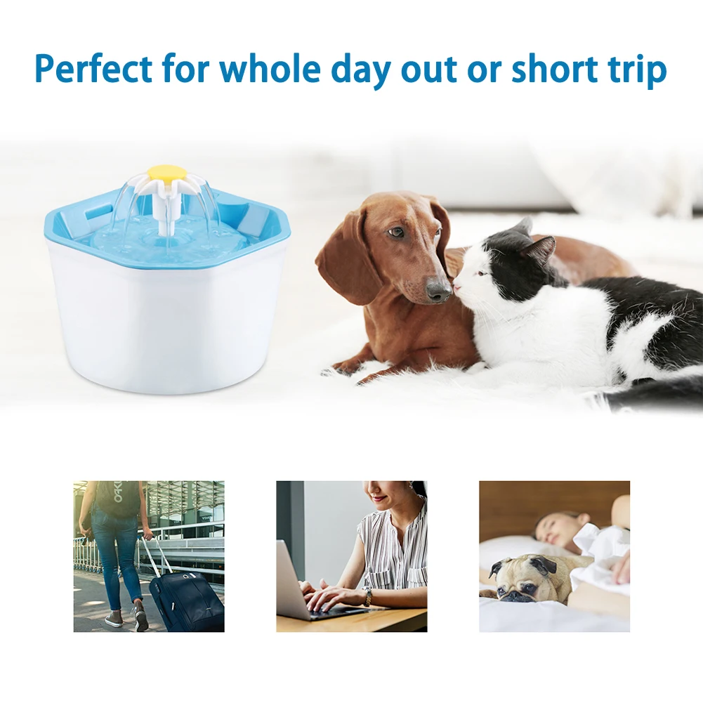 

Automatic Electric Water Fountain for 1.6L Dog Cat Drink Fountain USB Port Pet Bowl Filter Drinking Water Feed Dispenser