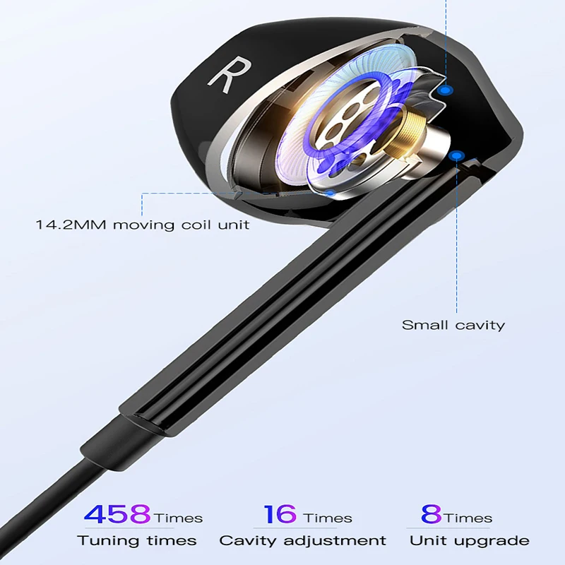 

Wired Earphone High Bass Stereo In-Ear Earphones With Microphone Computer Earbuds For iPhone Samsung Xiaomi Huawei Cell Phone