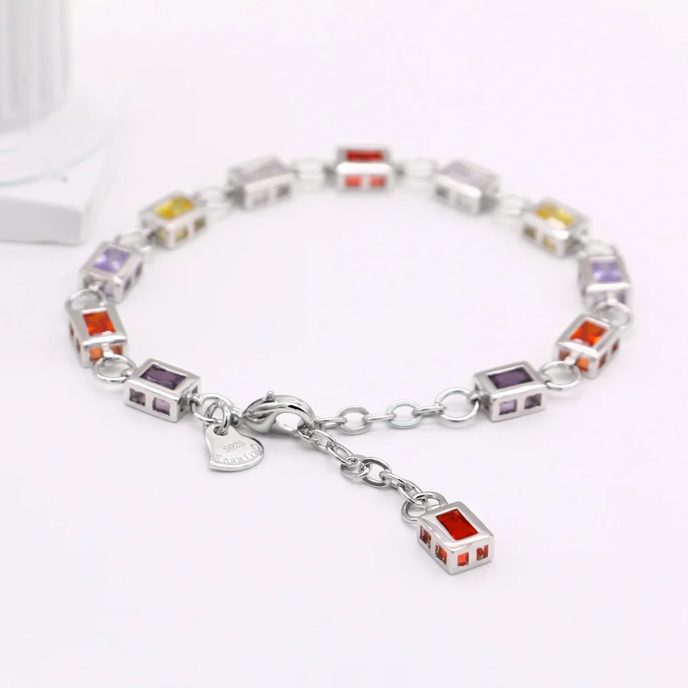 Роскошные свадебные Цирконий 925 стерлингового серебра браслет цепочка на руку