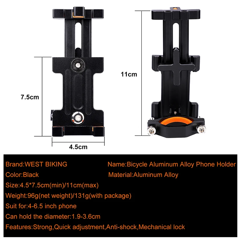 WEST BIKING регулируемый держатель для телефона на велосипед 3 5-6 5 дюймов анти-шок gps