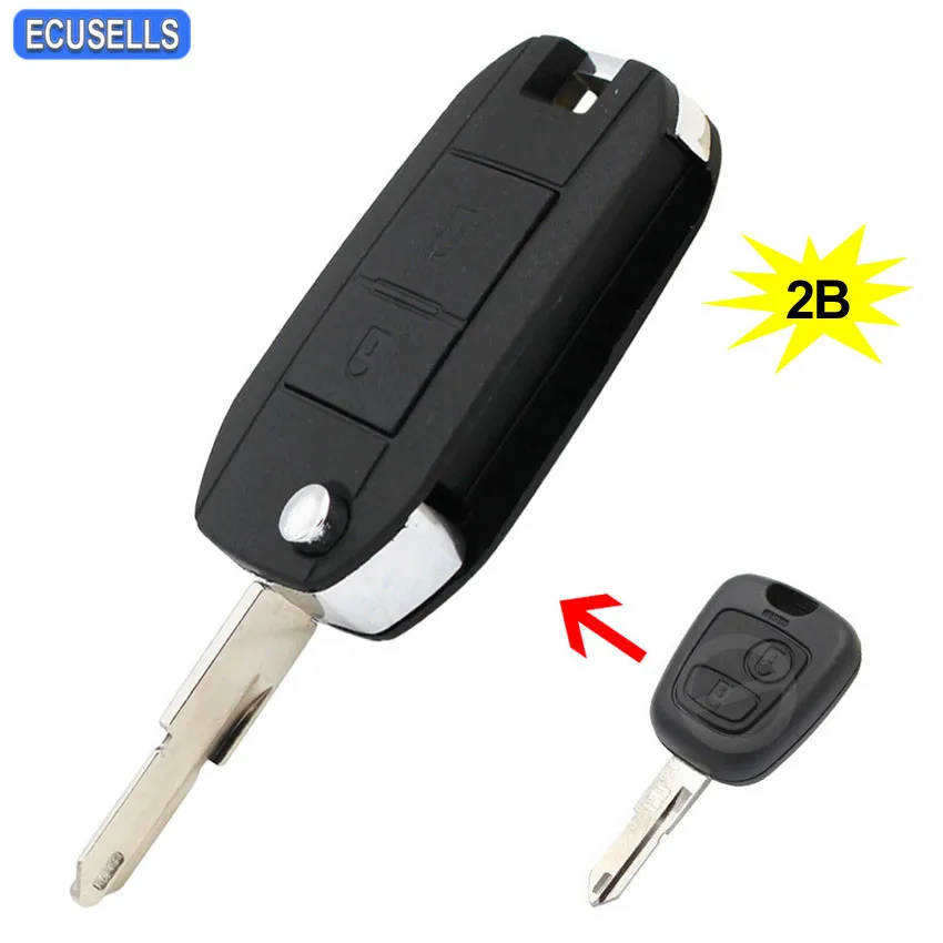 2 кнопки складной пульт дистанционного ключа оболочки чехол Fob флип умный корпус