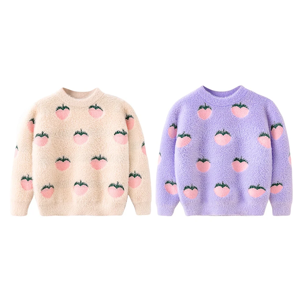 

Autumn Winter Cute Cherry Girls Sweater Casual Girls Cherry Print Knitwear Kids Cloth