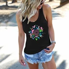 Женский жилет без рукавов, разноцветный летний топ с принтом подсолнухов, 2021