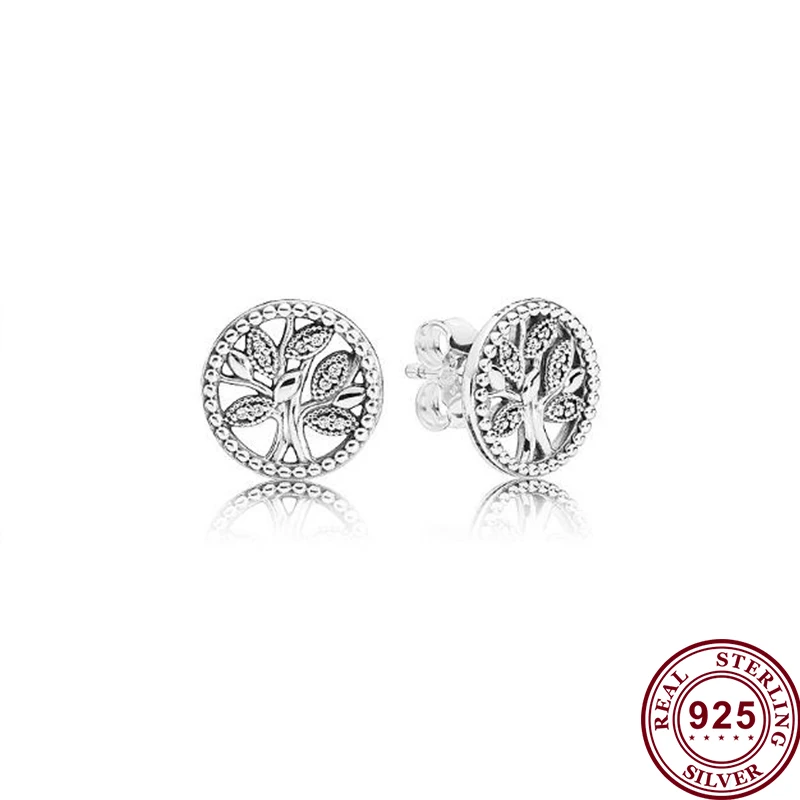 

Original 925 серьги Silver Pan Earrings Shinning Silver Tree Of Life Pan Earrings For Women Wedding Gift Fashion Jewelry