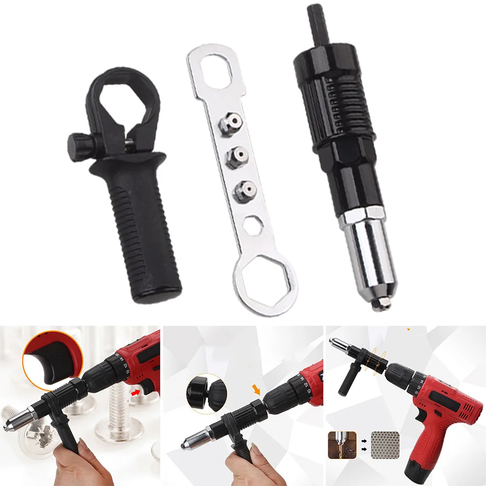 

Insert Nut Adaptor Drill Adapter Electric Rivet Tool Cordless Riveting Tool Low Air Resistance Non-slip Handle