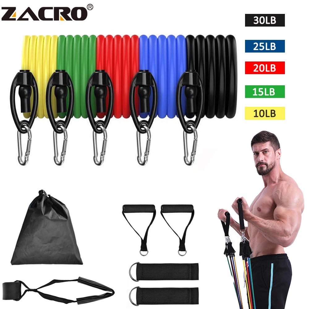 Набор эспандеров Zacro 11 шт. тренировочные трубы для кроссфита йоги эластичные
