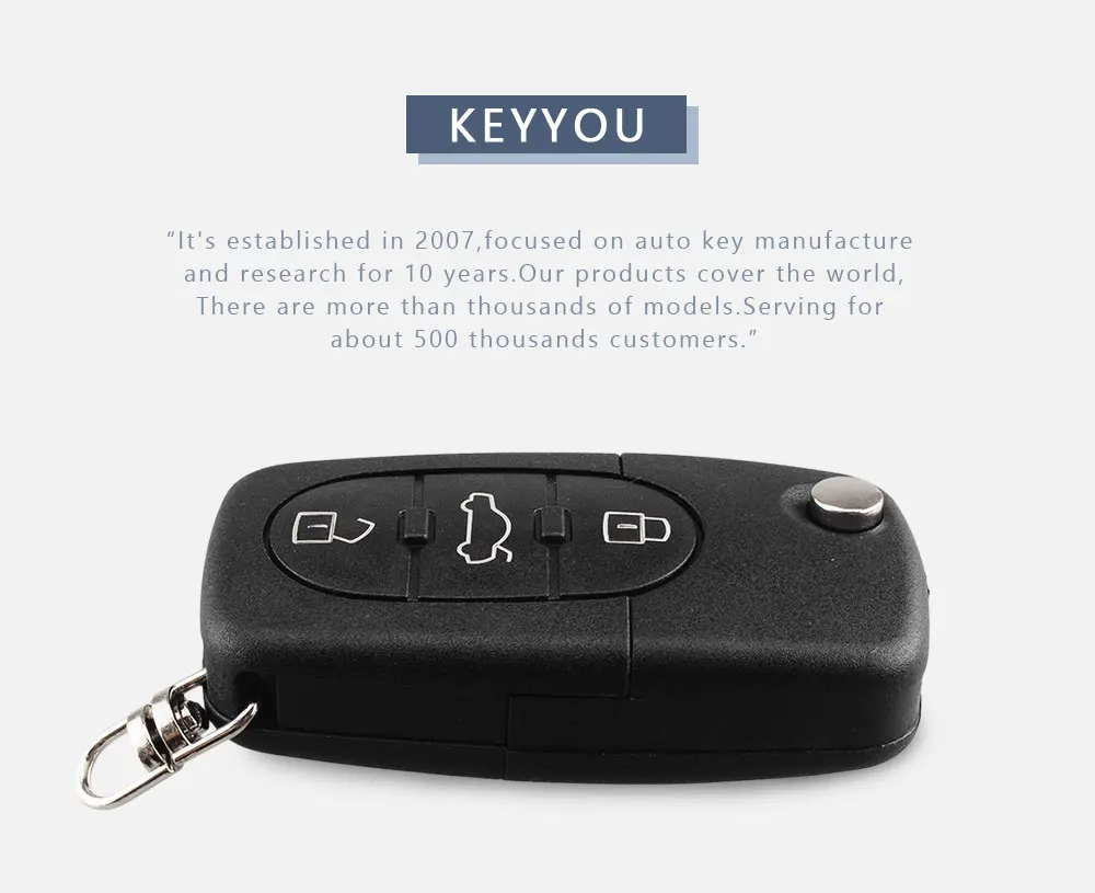 KEYYOU замена 3 кнопки флип ключи чехол в виде ракушки брелок для Audi TT A4 A6 A8 Quattro с лезвием CR1620