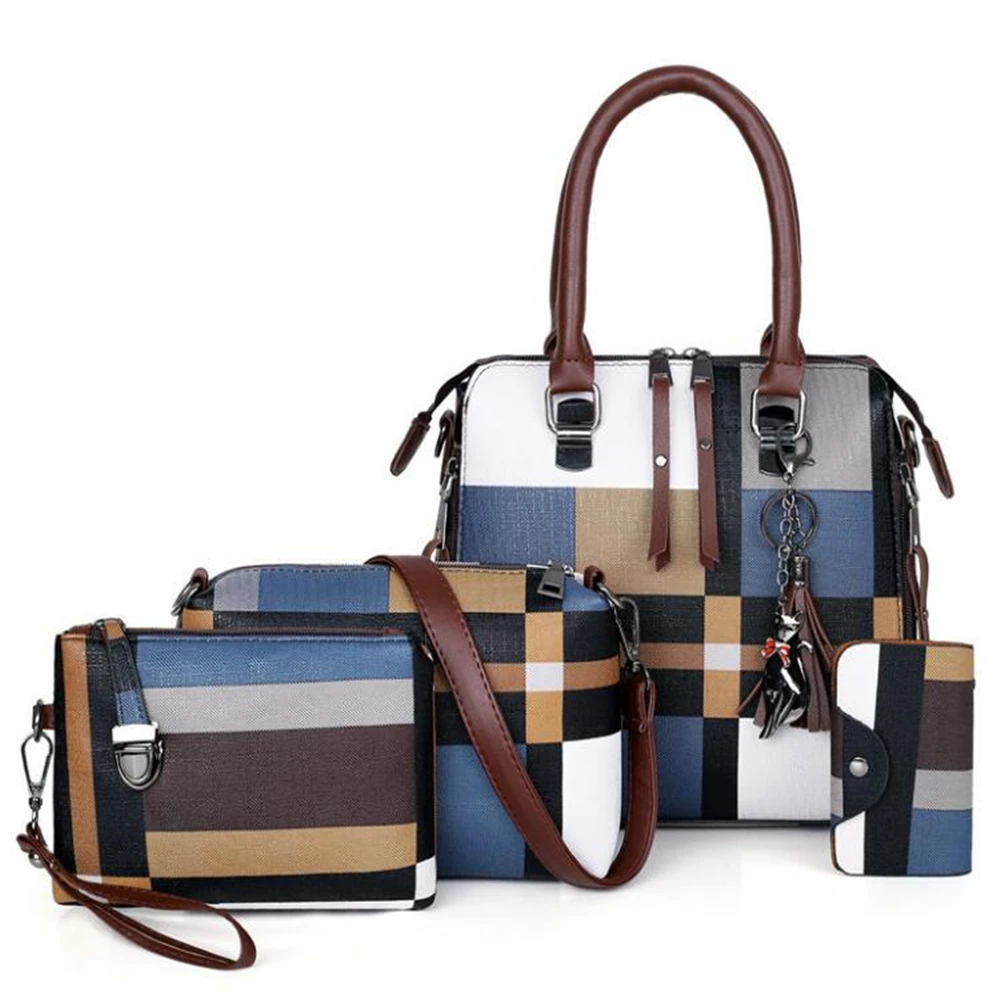 4 шт. сумки женская сумка в комплекте модная из искусственной кожи одноцветная