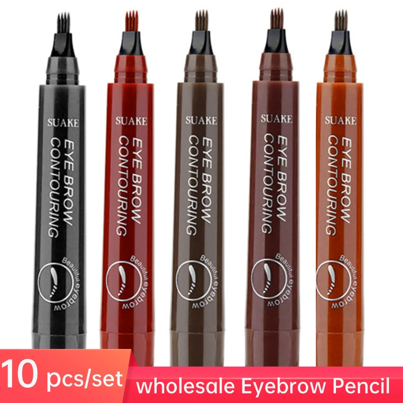 10 шт./компл. карандаш для бровей оптовая продажа с 4 вилками 5 цветов водостойкий