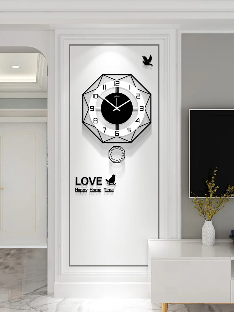 

Black And White Pendulum Wall Clock Modern Design Vintage Wall Clocks Wall Watch Reloj De Pared Living Room Decoration BI50WC