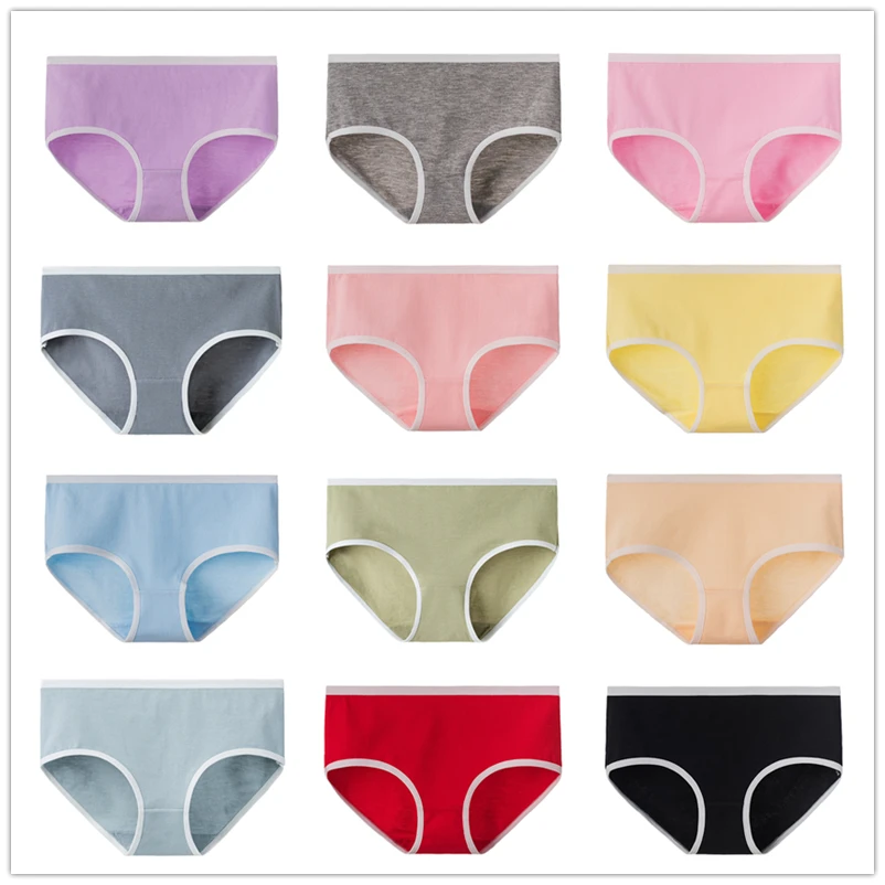

Random 12PCS/Lot Baby Soft Underwear Girl Cute Cartoon Teenages Students Briefs Comfortable Panties Mid-Rise Briefs Pure Color