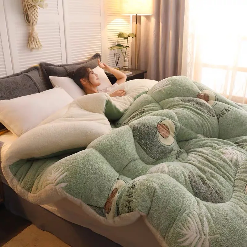 Super Warm Lamb Quilt Winter Blanket Double-sided Velvet Thickened Autumn Spring Plush Comforter Core | Дом и сад