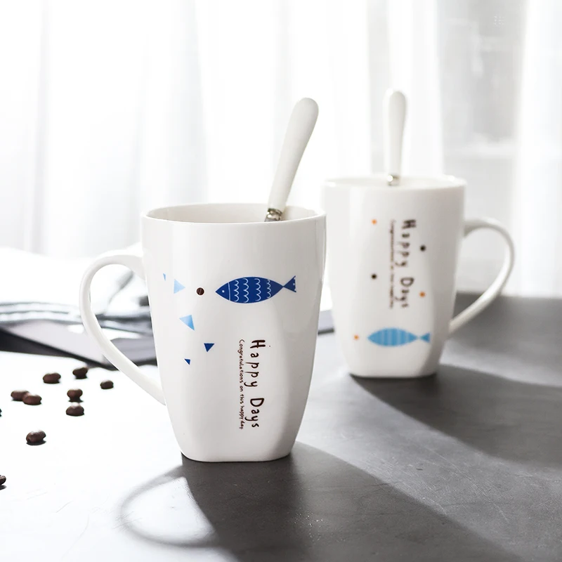 

Unique design Love Cup Gift for Friends or Couples with Spoon In Lover Drinker