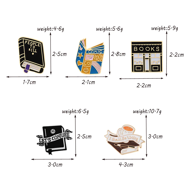 Черные эмалевые броши в стиле панк волшебная книга забавные библиотечные книги