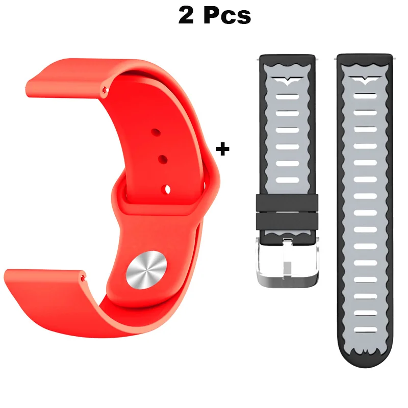 Браслет 22 мм для Xiaomi Huami Amazfit GTR 47 мм Pace Stratos 2 ремешок для часов samsung gear S3 Galaxy 46 мм ремешок для часов Correa - Цвет: Red-Black Grey