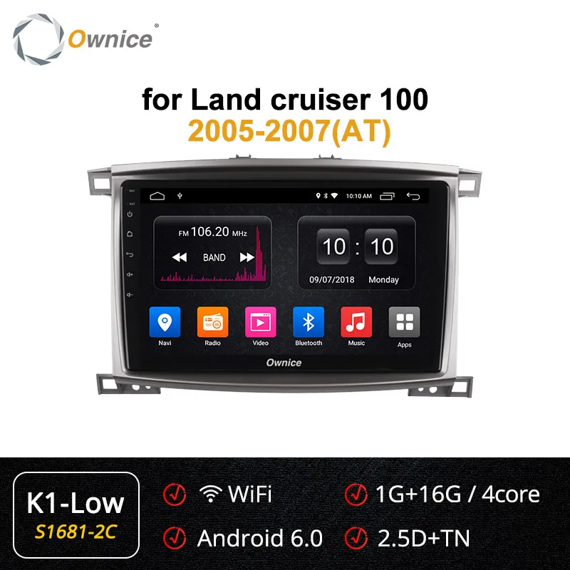 S9681-2 K1 LOW Ownice K3 K5 K6 8 ядерный Android 8,1 автомобильный Радио DVD gps навигация для Toyota Land cruiser 100 150 LC100/Lexus LX470 2005-2007 - Цвет: S9681-2 K1 LOW
